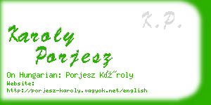 karoly porjesz business card